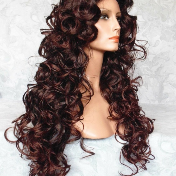 NEW Brown Long Layers of Soft Curls Skin Top Wig main image 4